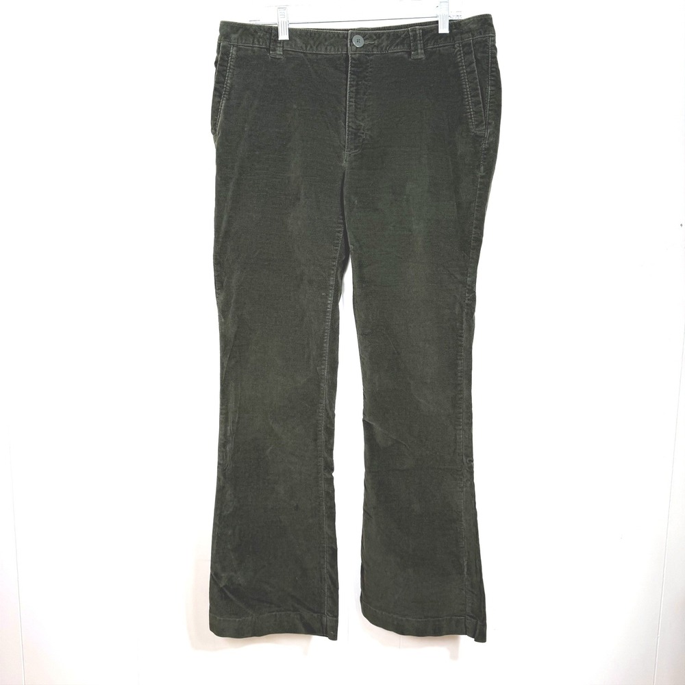 REI Green Velour Corduroy Pants Straight Leg 14 Stretch Outdoor Gorpcore Holiday